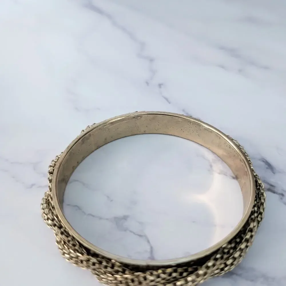 Vintage Bracelet / Bangle - Gold Tone with Woven Design